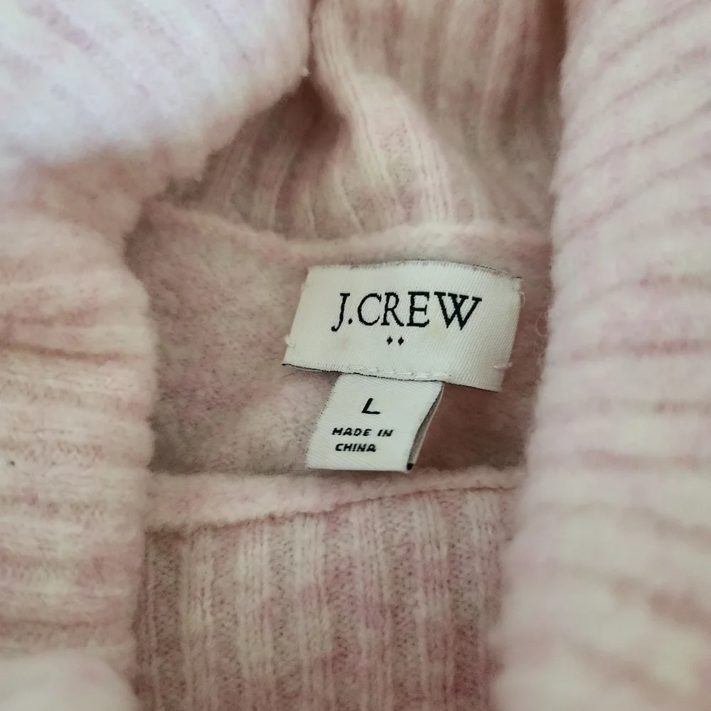 J.Crew Balloon Sleeve Heather Pink Turtleneck Sweater Large